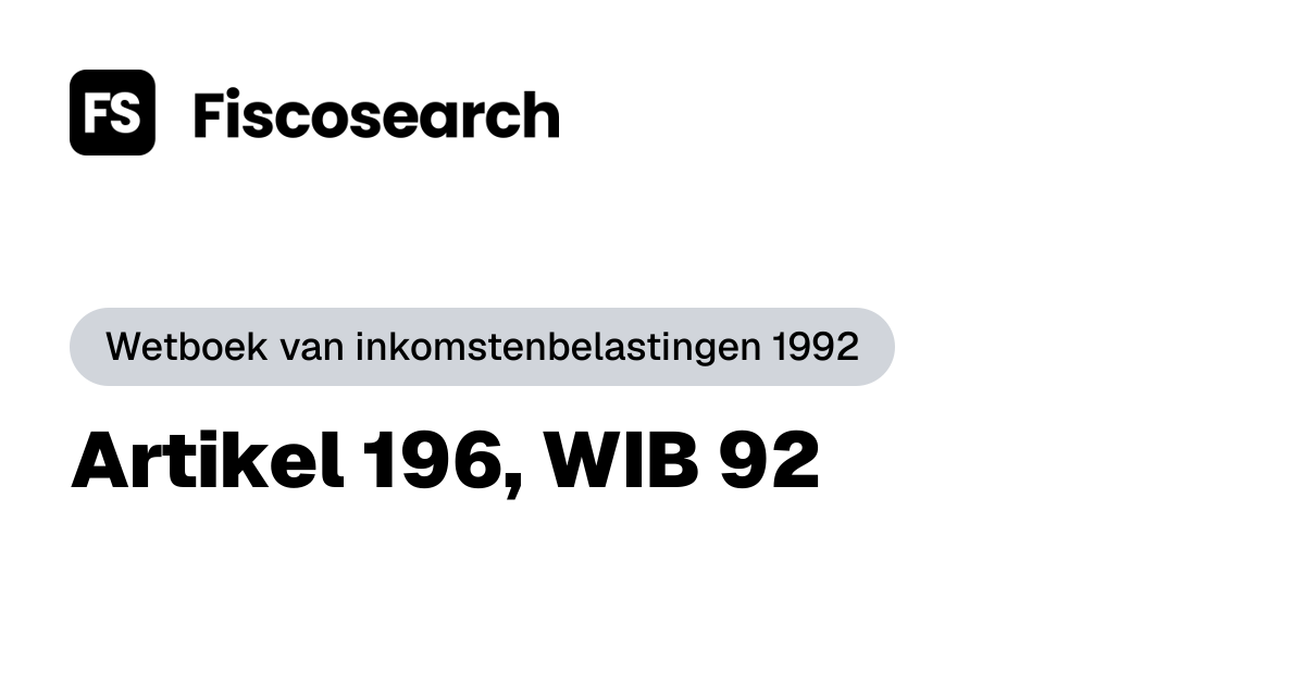 Artikel 196, WIB 92 – versie AJ 1998