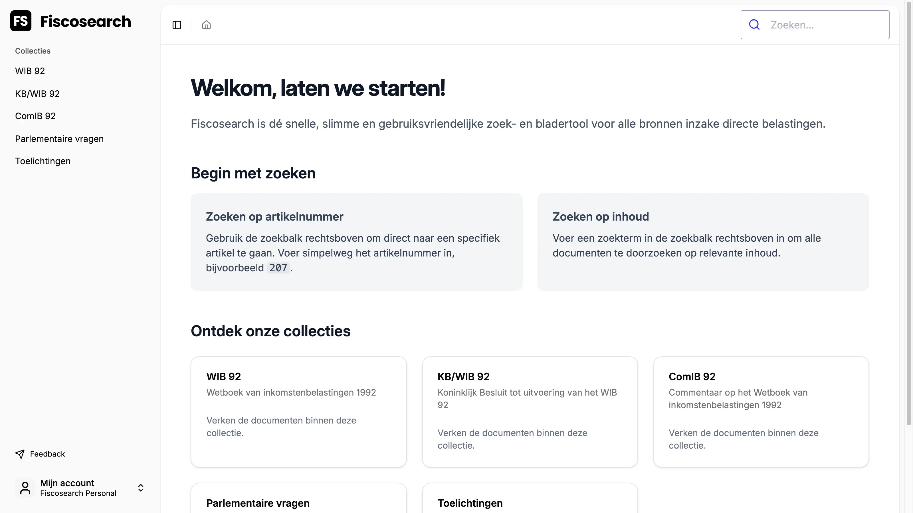 Screenshot van Fiscosearch